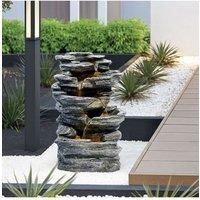 Garden Water Feature Outdoor LED Waterfall Fountain Rockery Decor