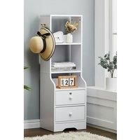 Slim Storage Shelving Unit with Lockable Drawer with 3 Shelves