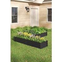 L-Shaped Galvanized Steel Raised Garden Bed Charcoal Black