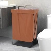 Collapsible PU Leather Laundry Hamper with Metal Frame