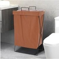 Collapsible PU Leather Laundry Hamper with Metal Frame