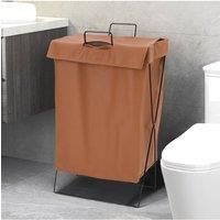 Collapsible PU Leather Laundry Hamper with Metal Frame