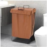 Collapsible PU Leather Laundry Hamper with Metal Frame