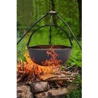 3L Cast Iron Pot with Wooden Lid for Campfire Cooking (27cm D 9.3cm H)