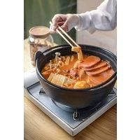 Cast Iron Pot with Wooden Lid for Campfire Cooking
