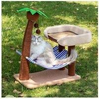 Coconut Cat Tree with Hammock and Sisal Perch