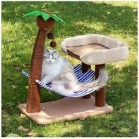 Coconut Cat Tree with Hammock and Sisal Perch