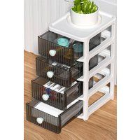 H&O Direct 4 Drawer Transparent Desktop Organizer in White