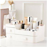 H&O Direct Desktop Makeup Storage Box With 3 Drawers in White