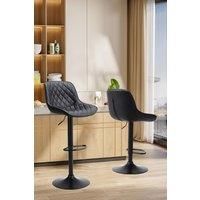 2 Pcs Faux Leather Diamond Lattice Bar Stool