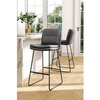 2Pcs Grey Modern Faux Leather Breakfast Bar Stool