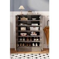 6-Tier Two Doors Wood Grain Shoe Cabinet