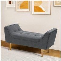 Chenille Check Tufted Upholstered Bench with Wooden Legs