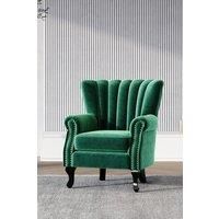 Modern Velvet Upholstery Tub Armchair with Nailhead Trim