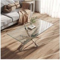 120 cm W x 60 cm D Rectangle Clear Tempered Glass Top Coffee Table with Chrome Legs