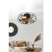 Industrial Black Cage Ceiling Fan Light