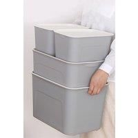 4pcs Plastic Storage Boxes Box With Lids Home Office Room Stackable Multipurpose