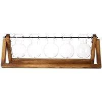 Wooden Plant Propagation Station with 5 Bulbs glass Vase