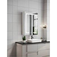 Living And Home 1-Door Led Illuminated Anti Fog Mirrored Bathroom Cabinet With Touch Sensor Shaver Socket 60X45Cm