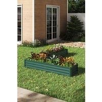 L-Shaped Galvanized Steel Raised Garden Bed Dark Green