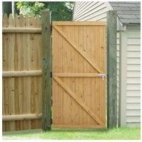 183x91cm Garden Pine Wood Flat Top Gate with 1pcs Latch & 3pcs 8 inch T-shaped Hinges
