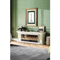 Natural resin carved craftsman TV Stand Electric Fireplace Adjustable Flame with Remote