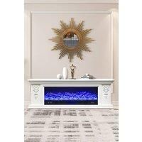 Natural resin carved craftsman TV Stand Electric Fireplace Adjustable Flame with Remote