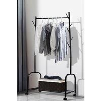 Metal Garment Racks Heavy Duty Indoor Bedroom Cool Clothing Hanger with Top Rod and Lower Storage Shelf
