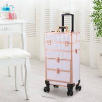 H&O Direct Professional Makeup Case Cosmetic Trolley in White