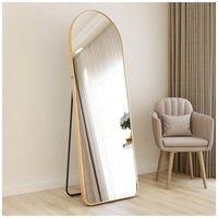 40cm W x 150cm H Arched Standing Floor Mirror Wall-Mounted Full Length Mirror with Stand, Gold
