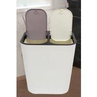 15L 2 Compartments Rubbish Dustbin Double Recycling Bin 2 Section Trash Can Dry Wet Separation Sorting Push-type Spring Lid Kitchen