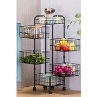 6-Layer Iron Wire Rotating Trolley Cart Scalable Spice Rack Vegetable Fruit Storage Basket Organizer for Kitchen