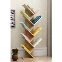 9-Tier Rustic Standing Tree Bookshelf Wood Display Rack