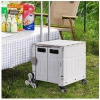 75L Folding Shopping Cart Plastic Stairs Climbing Trolley Cart