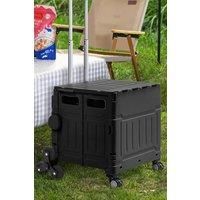 75L Folding Shopping Cart Plastic Stairs Climbing Trolley Cart