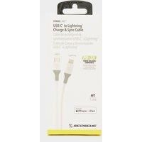 Scosche MFI Lightning to USB Type C Charge and Sync Cable - White, white