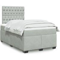 Box Spring Bed with Mattress Light Grey 120x190 cm Small Double Velvet