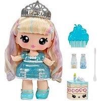 Yummiland Large Doll and Num Nom Lipgloss Pet - Callie Birthday Cake and Sprinks - Scented Character Doll with DIY Lipgloss Kit - Suitable for Kids Ages 4+, Blue