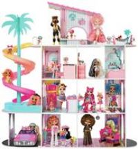 L.O.L. Surprise OMG Fashion House Playset with 85+ Surprises - Real Wood Doll House with Pool, Spiral Slide, Rooftop Patio, Cinema, Transforming Furniture, and more - Great for Kids Ages 4+