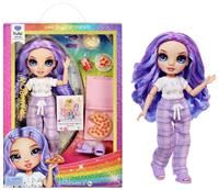Rainbow High Junior High PJ Party - Violet (Purple) - 22 cm Posable Doll with Soft Onesie, Slippers and Play Accessories - Kids Toy - Great for Ages 4-12 Years