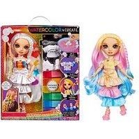 Rainbow High Watercolour & Create DIY Fashion Doll with Washable Watercolours and Tie-Dye Kit - Brown Eyes, Curled Hair, Extra Top & Shoes - Colour, Create, Play, Rinse and Repeat - Kids 4-12+ Years