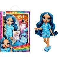 Rainbow High Junior High PJ Party - Skyler (blue) - 22 cm Posable Doll with Soft Onesie, Slippers and Play Accessories - Kids Toy - Great for Ages 4-12 Years