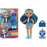 Rainbow High Littles - Sapphire Bradshaw - Small, Posable Fashion Doll – Blue 14 cm Tall Doll with Purse and Magical Pet Yeti - Suitable for Kids and Collectors
