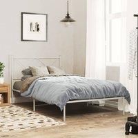 Metal Bed Frame without Mattress with Headboard White 100x190cm
