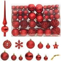 111 Piece Christmas Bauble Set Red Polystyrene