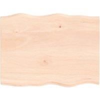 Table Top 80x60x2 cm Untreated Solid Wood Oak Live Edge