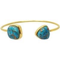 Harfi Women's Blue Turquoise Gemstone Adjustable Bangle Bracelet | Size: 7.5 inches