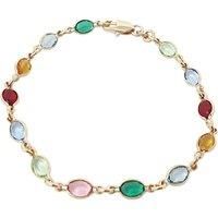 Harfi Women's Multicolour Gemstone Crystal Gold Plated Bracelet | Size: 7 inches