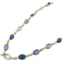 Harfi Women's 18ct Gold Plated Blue Multi Gemstone Crystal Necklace | Size: 18 inches