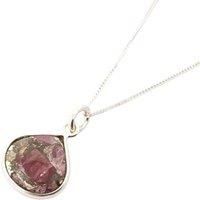 Harfi Women's Silver Pink Tourmaline Gemstone Crystal Necklace | Size: 18 inches